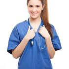 Girl in Blue Coat infirmière souriante