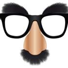 Un masque facial avec des lunettes, un nez, les sourcils, et une moustache