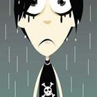Cartoon garçon pleurant sous la pluie